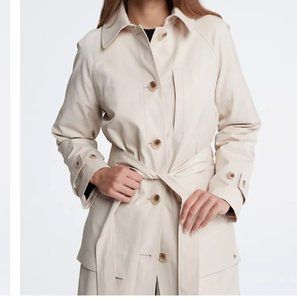 Calvin Klein Women's Tan/Beige Trench button front coat jacket size LARGE